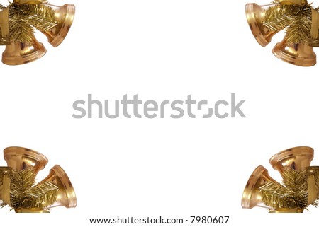 Golden Christmas bells with copy space (forming a frame)