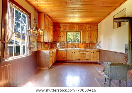 Old historical kitchen interior. Amazing home from 1856 has never been touched since then. All details remain original. Lakewood, Washington State, US.