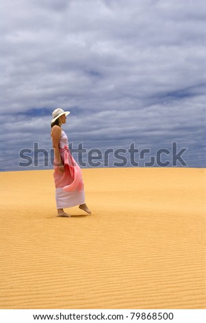 White woman in the desert