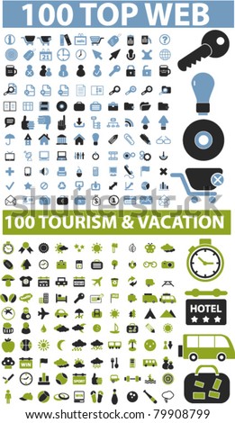 200 top web & travel signs, vector