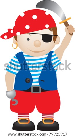 little boy dressed up as a pirate cartoon