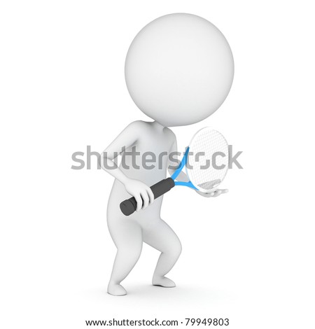 3d rendered illustration of a guy with a tennis racket