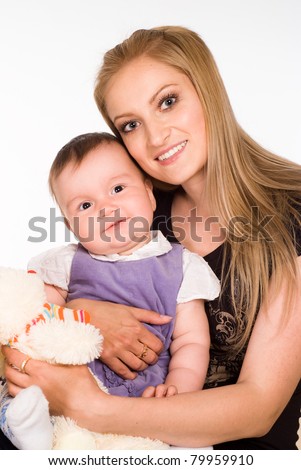 portrait of a cute mom with her little daughter