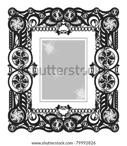 Baguette frame, gray scale, vector