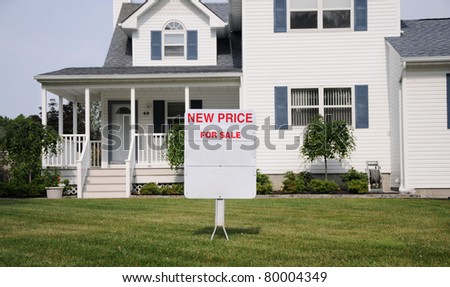 Suburban Residential House For Sale Sign Front Lawn