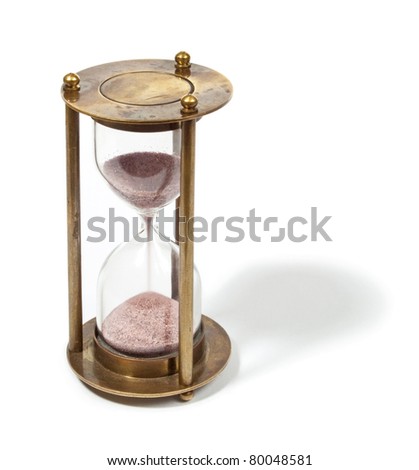 Sand clock isolated on white background.