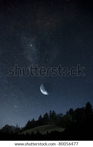 An image of a beautiful moon and stars background