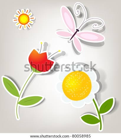 vector set of icons on the nature theme