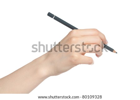 Woman hand holding pencil before writing