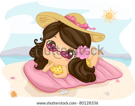 Illustration of a Girl Sunbathing