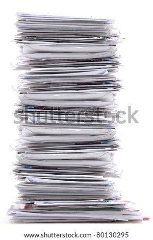stack of mail on white background Royalty-Free Stock Photo #80130295