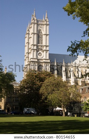 View of the London landmark Westminster Abbey.