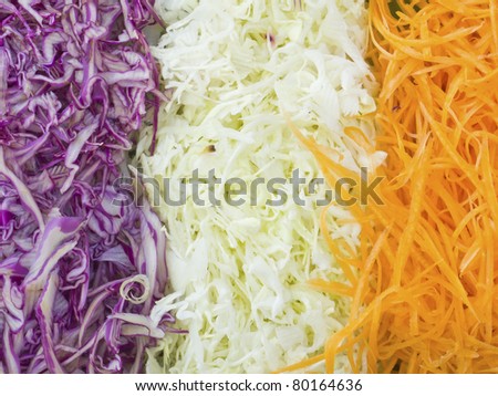 Various grated vegetables background Royalty-Free Stock Photo #80164636