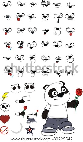 panda kid cartoon set in vector format
