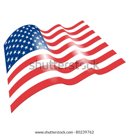 Flag of the United States, fluttered in the wind. (Vector image)
