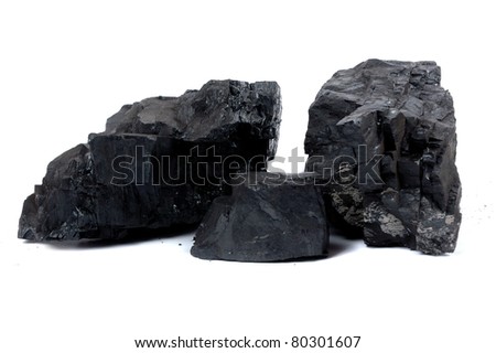 lumps of coal isolated on white background