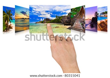Hand scrolling summer beach images - nature and tourism concept (my photos)