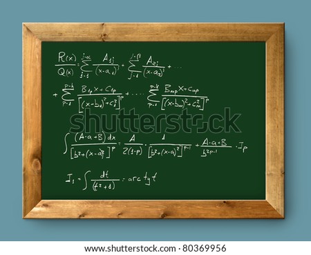 green blackboard with written difficult mathematical integral formula [Photo Illustration]