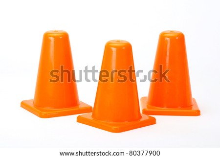 Orange Traffic cones isolated on white background