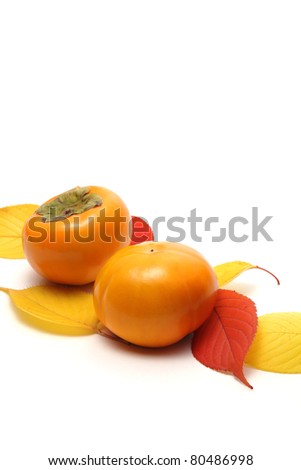 Persimmons and colorful leaves