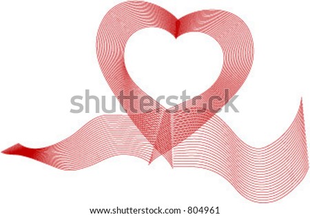Vector illustration of fancy heart with ribbons