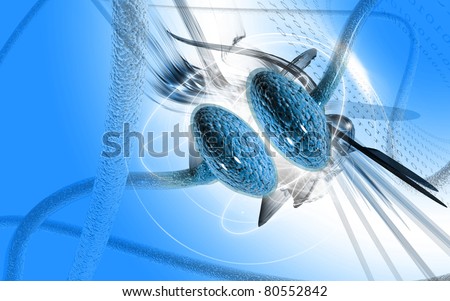 Digital illustration of synapse in colour background