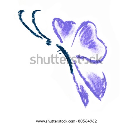 violet butterfly isolated over white background