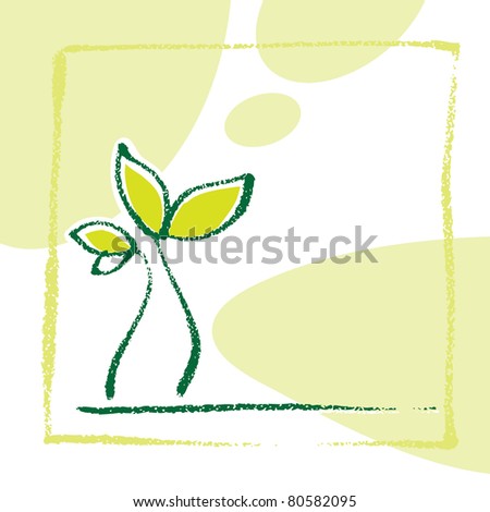 Young little plant seedling, artistic painterly simplified chalk-like illustration (raster version)