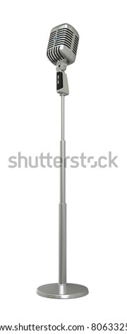 Silver Metal Legs Retro Microphone render (clipping path)