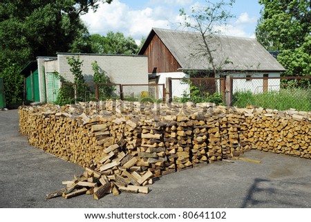 pile of wood in the yard
