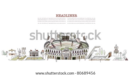 Olympic stadium and sport grounds illustration
