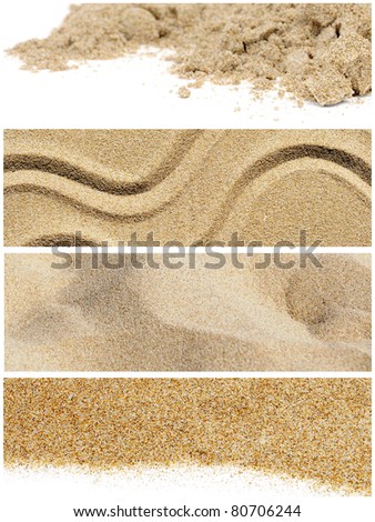 a collage of five different pictures of sand