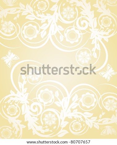 Vector illustration of abstract floral background with butterflies