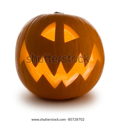 Halloween Pumpkin, Scary Jack O'Lantern isolated on white