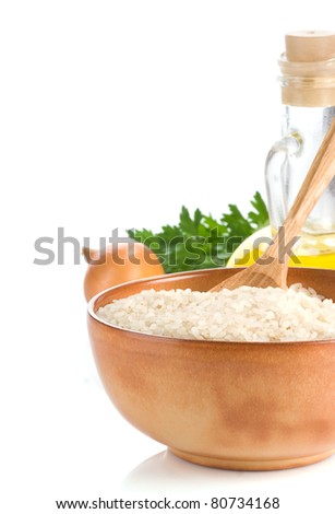 rice and healthy food isolated on white background