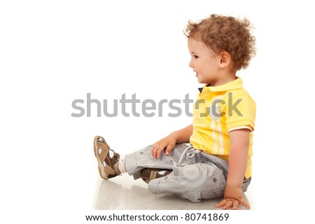Picture of a little boy looking a side, isolated