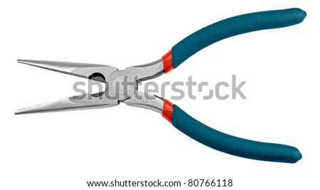 Studio photography of a pliers.  isolated on white background.