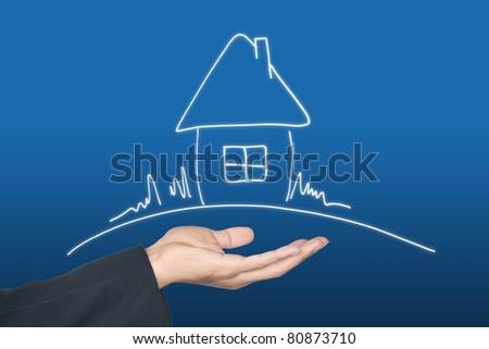 Hand and home icon