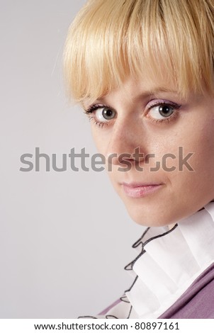 pretty young woman on a white background