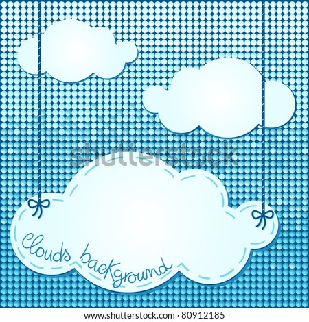 Geometric background with clouds and copy space, vector