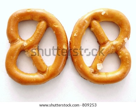 Two Salted Pretzels - isolated on white background