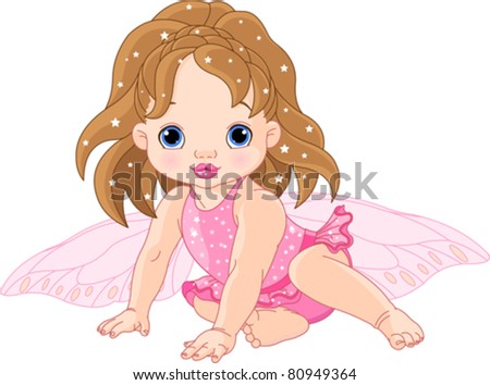 Illustration of sitting cute Baby fairy