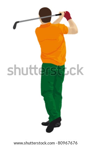 abstract vector silhouette of a golf player