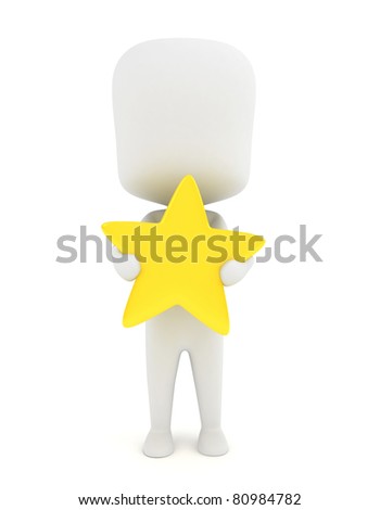 3D Illustration of a Preschool Kid Presenting a Star