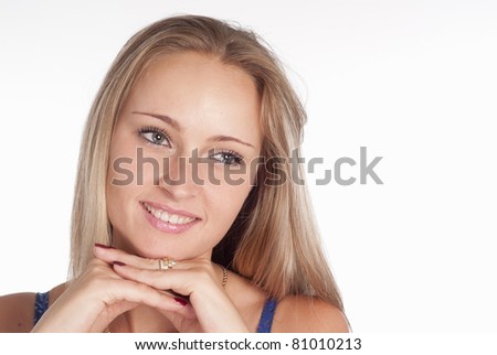 beautiful girl posing on a white background