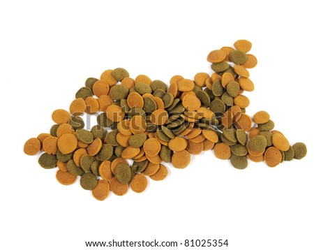 fish food for aquarium on a white background