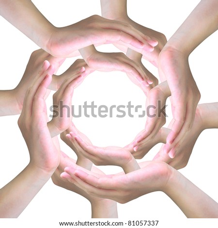 human hands making a circle with copy space