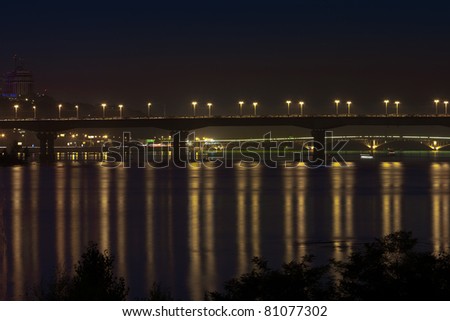 evening Kiev - Bridges over the river Dnieper