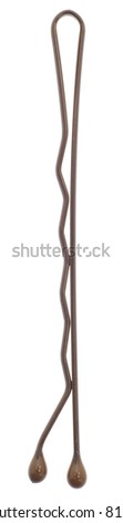 Close Up of Bobby Pin Isolated on White with a Clipping Path. Royalty-Free Stock Photo #81088708