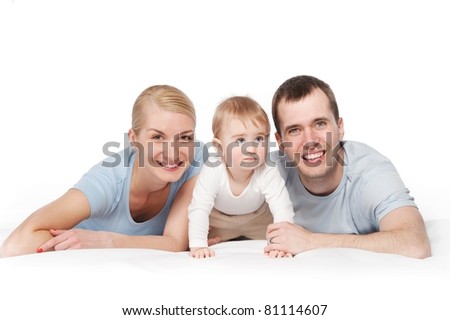 Happy family isolated on white background